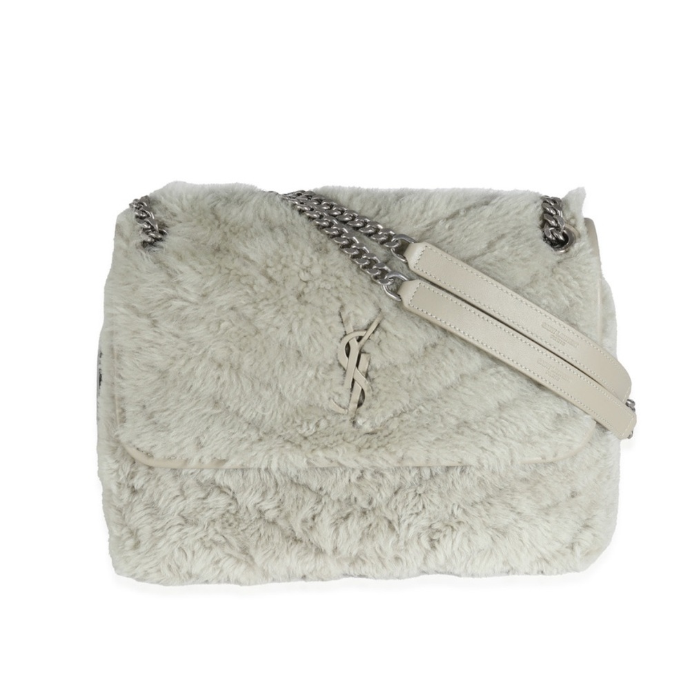 Saint Laurent Grey Calfskin Shearling Monogram Medium Niki SOLD